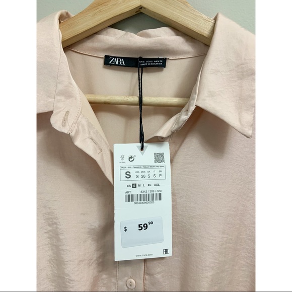 NWT Zara Pink Long Sleeve Dress Size Small - Picture 2 of 5